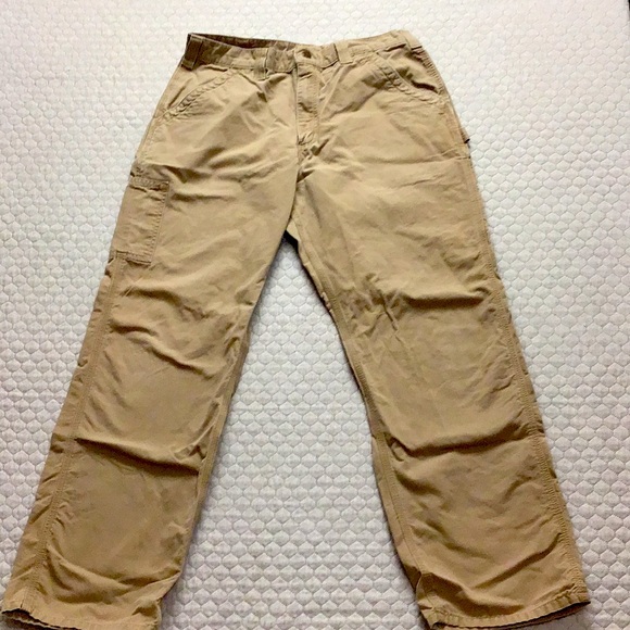 Carhartt Other - Carhartt Men’s 34x32 Dungaree Khaki Utility Pants Work Trousers DISTRESSED